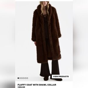 H&M Brown Faux Fur Pea Coat